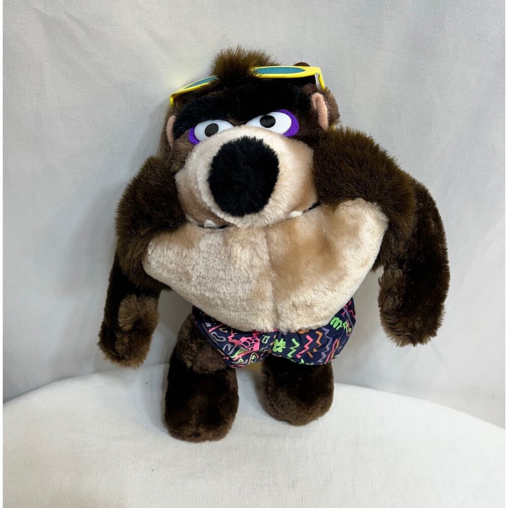 Tasmanian Devil Taz Looney Tunes Plush 10" Stuffed Toy Sunglasses Shorts 80s VTG